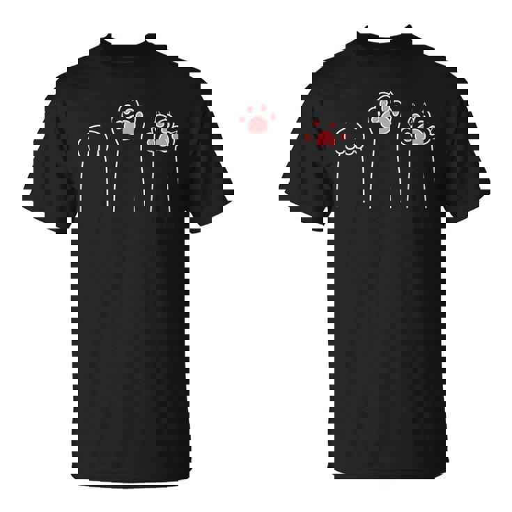 ジャンケン ハンド ゲーム かわいい足 面白い猫 Tシャツ