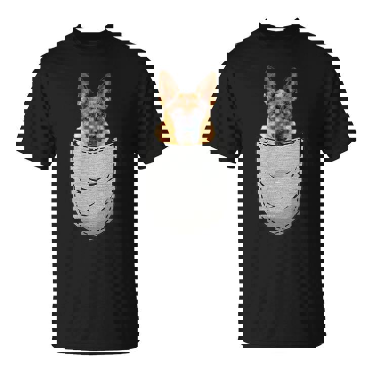 ジャーマンシェパード 犬の胸ポケット 犬の飼い主用 Tシャツ