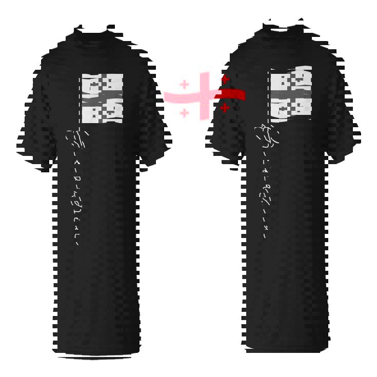 ジョージア シグネチャー フラッグ ポール エレガント 愛国的 ジョージア国旗 Tシャツ