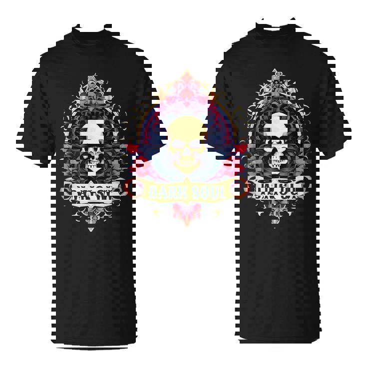 スカル ゴシック ダーク バナー ソウルフラワー エステティック スカル ゴス Tシャツ