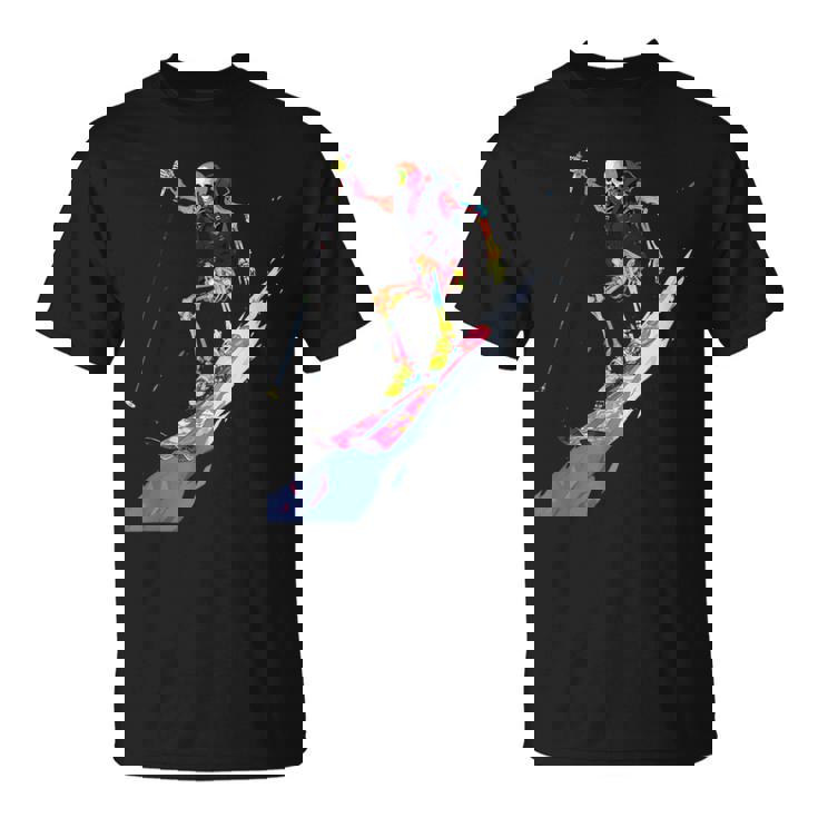 スキー スケルトン スキーヤー ダウンヒル 雪 冬 スキー Tシャツ