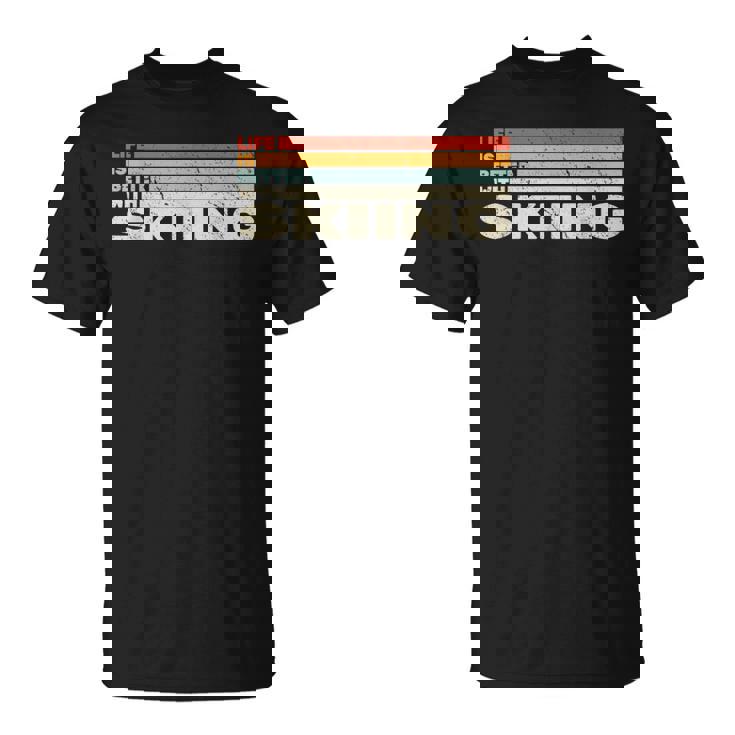 スキースノースキーヤーとレトロなスノウスキーで人生はより良い。 Tシャツ
