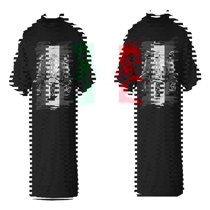 スクーター バイク バイク スクート イタリア国旗 原付スクーター Tシャツ