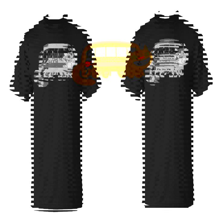 スクールキャットバスに向かうキャットバスの猫たち Tシャツ