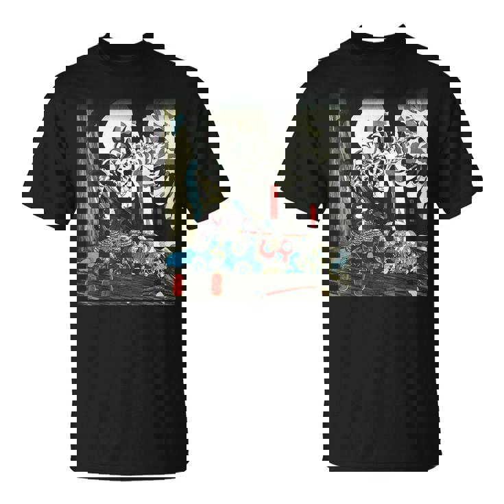 スケルトン 妖怪 歌川 国芳 日本美術 ハロウィン 相馬の古内裏 妖怪がしゃどくろと戦う大宅太郎光圀 Tシャツ