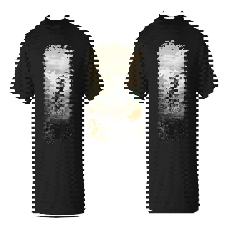 スタンダード シュナウザー マウンテン 肉球デザイン 犬 お母さん お父さん Tシャツ