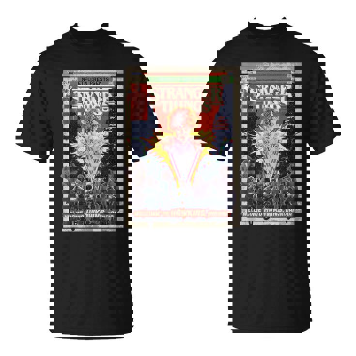 ストレンジャー・シングス リミックス 80年代レトロコミックアート ホーキンズへようこそ Tシャツ