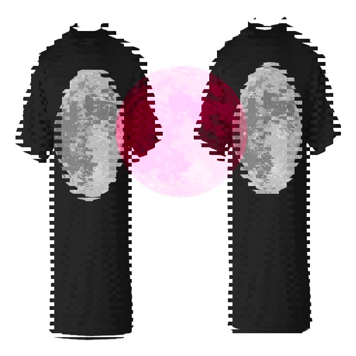 ストロベリームーンデザイン 満月 かわいいピンクムーン Tシャツ