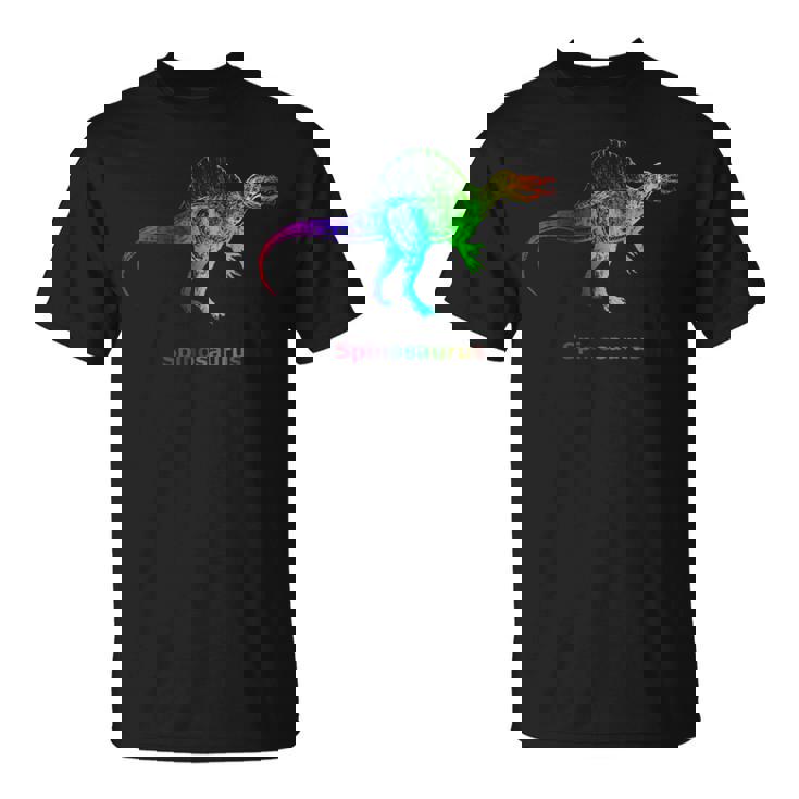 スピノサウルス 恐竜 レインボー スケルトン Tシャツ