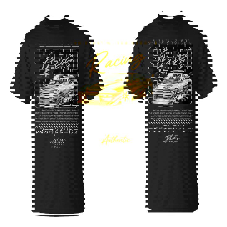 スピードレトロヴィンテージジャパニーズjdm東京ジャパンドリフトレースカー Tシャツ