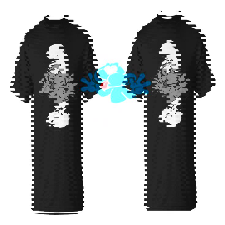 スマーフ ジョキー スマーフ 舌 ジョイフル ブルー コミック スマーフェット Tシャツ