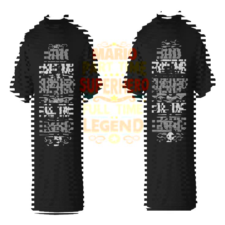スーパーヒーロー マリオ レジェンド パーソナライズ 面白い 名前 マリオ Tシャツ