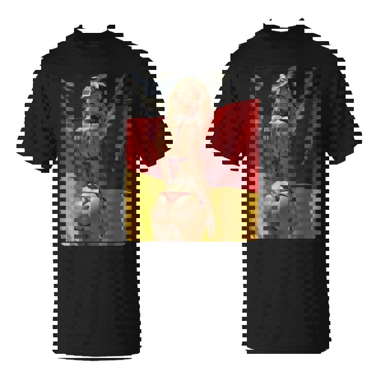 セクシーガールグラフィックtシャツ 「セクシーピンナップガール&ドイツ国旗」 Tシャツ