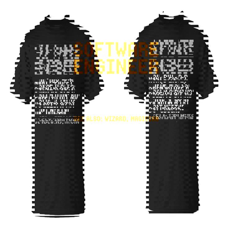 ソフトウェアエンジニア定義面白いコンピュータサイエンスジョーク Tシャツ
