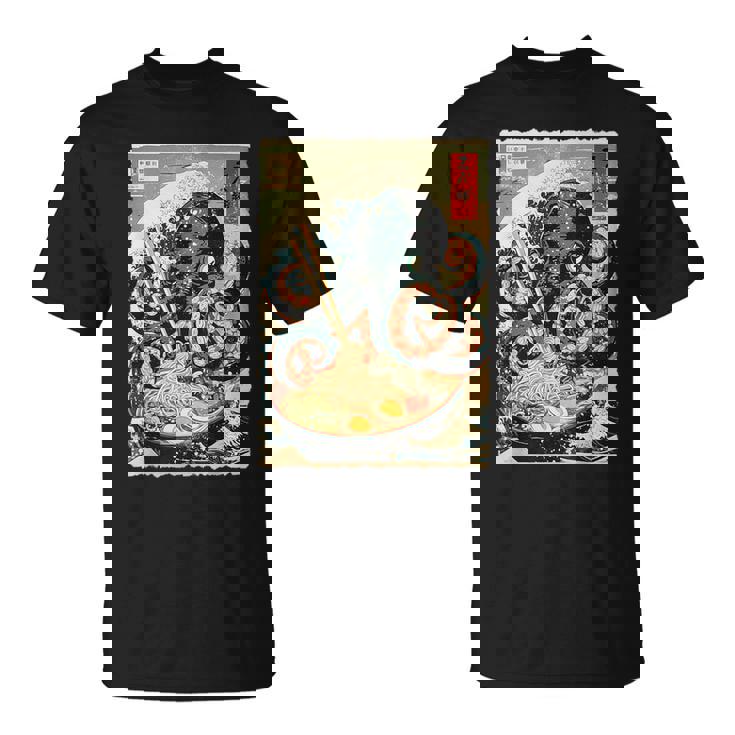 タコを食べる ラーメン 麺 和 漫画 アニメ 浮世絵 Tシャツ