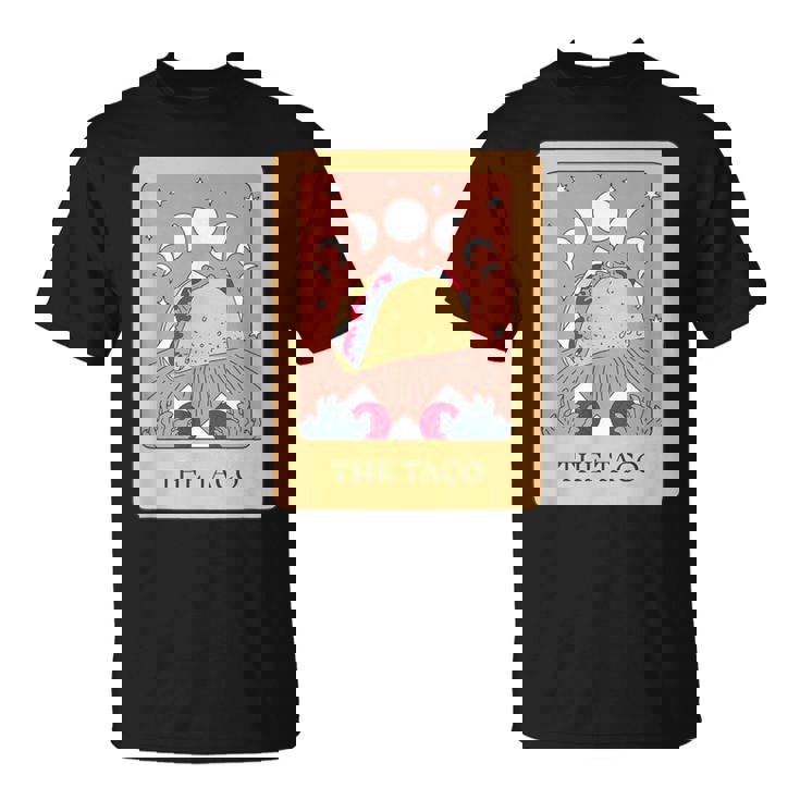 タコスタロット神秘的な星月面白い食通デザイン。 Tシャツ