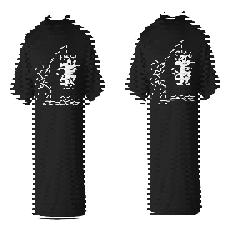 タコ釣りタコクラーケンケンケファロポッド ファニータコ Tシャツ