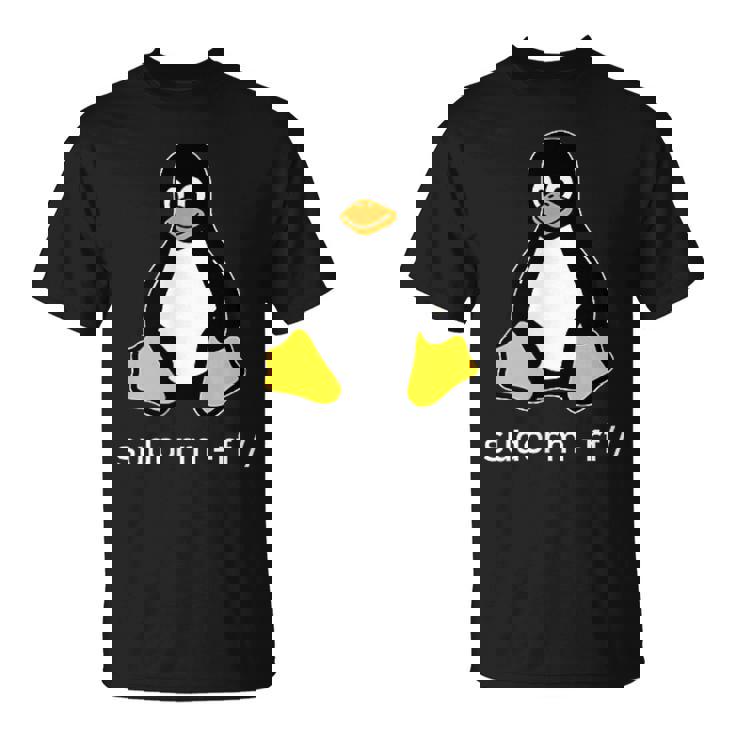 タックスlinuxペンギン-Sudorm-Rfコンピューターサイエンスコンピューター Tux Linux Tシャツ