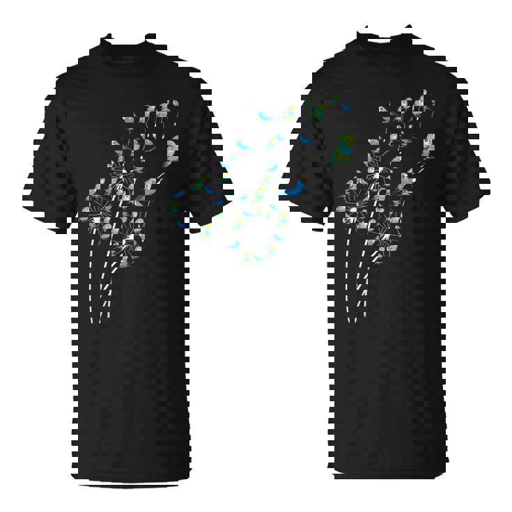 タンポポ セキセイインコの花、花セキセイインコの木 Tシャツ