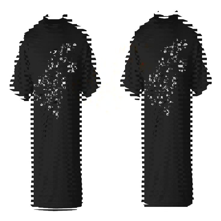 タンポポ ボーダーコリーの花、花のボーダーコリーの木 Tシャツ