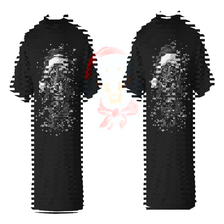 ダックスフント ウィーナー 犬 サンタ 帽子 面白い かわいい クリスマス Tシャツ