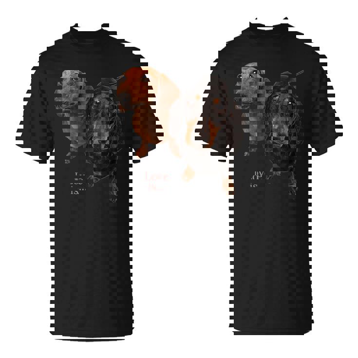 ダックスフントシャツ Weiner Dog Mom Dad Love Doxie Puppy キュート Tシャツ