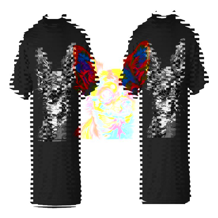 チワワ カラフル カラー ポップアート ラブ ちっちゃかわいいチワワ Tシャツ