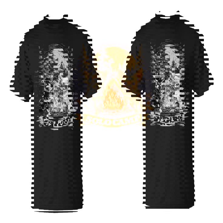 チワワ 面白いtシャツ 犬 キャンプ かわいい メンズ 子供 おもしろ 服 グッズ ネタ ソロキャンプ Tシャツ