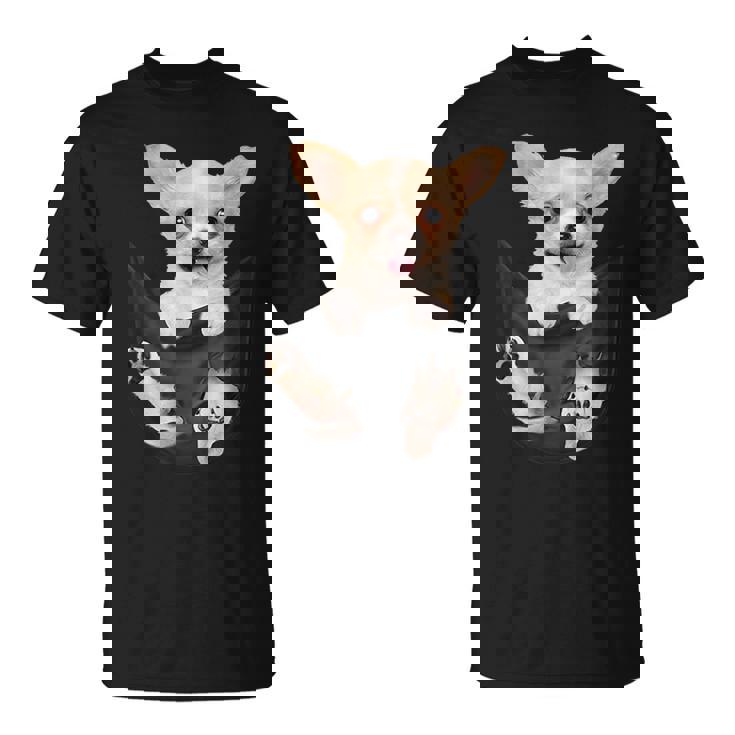 チワワ犬愛好家のためのポケットに入った面白いチワワ犬。 Tシャツ