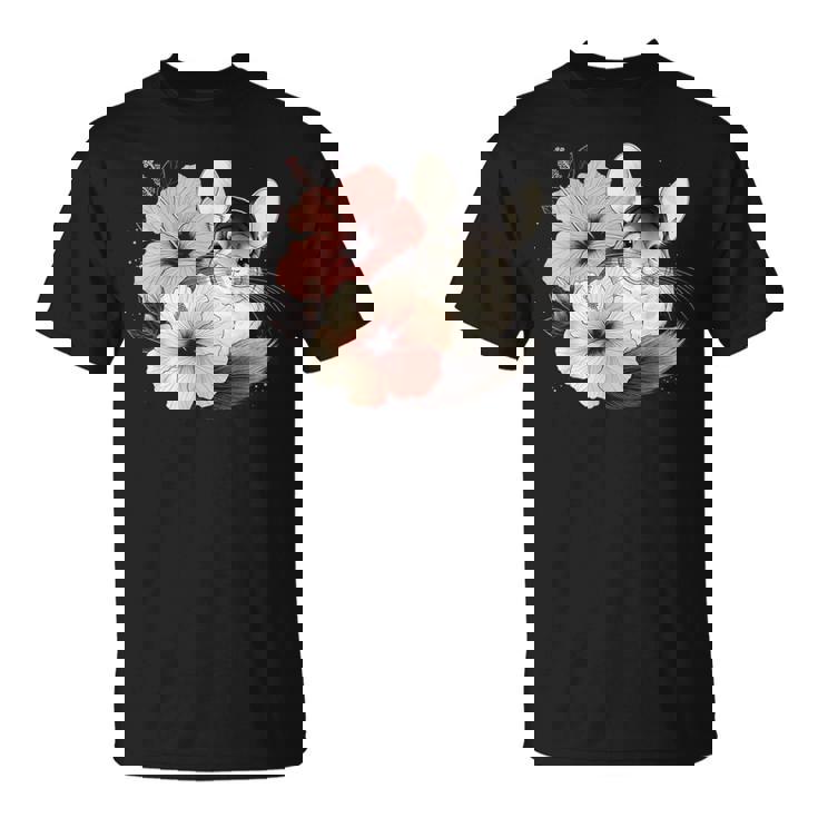 チンチラ ハイビスカス ブルーム ハーモニー フローラル チンチララバーズ Tシャツ