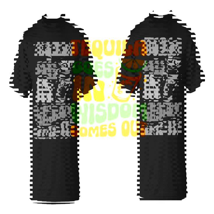 テキーラが知恵を生む 酒飲み ドリンク 飲酒 テキーラ Tシャツ