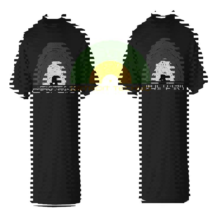 デトロイトテクノレトロルックレコード デトロイトテクノテキスト付き Tシャツ