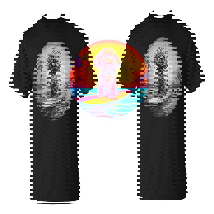 トイプードル サーフィン ファニー ドッグ ビーチ Tシャツ