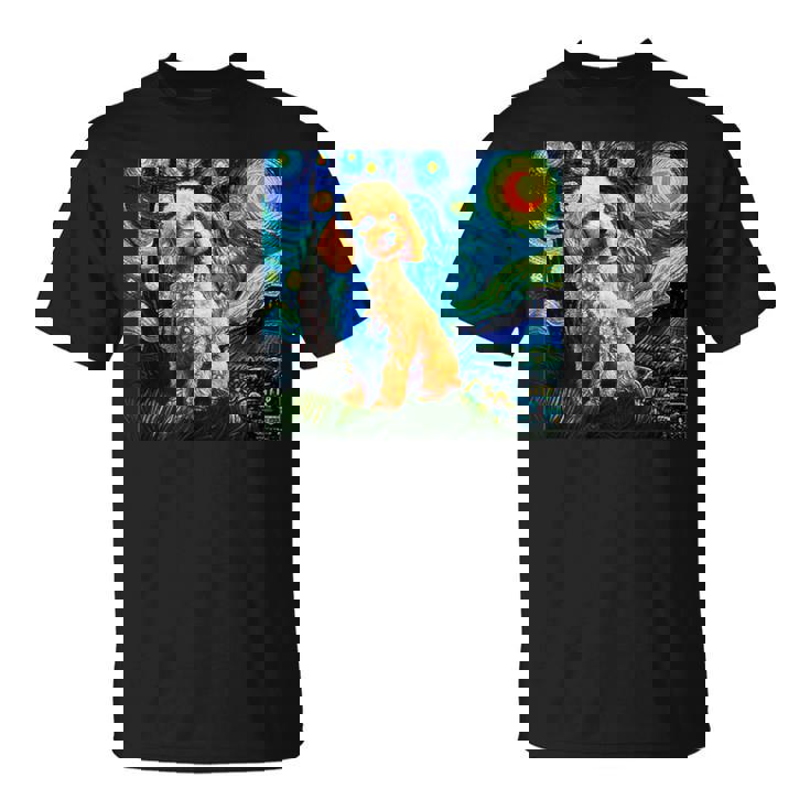 トイプードル 面白いtシャツ 犬 ゴッホ 星月夜 かわいい メンズ 子供 おもしろ 服 グッズ ネタ Tシャツ
