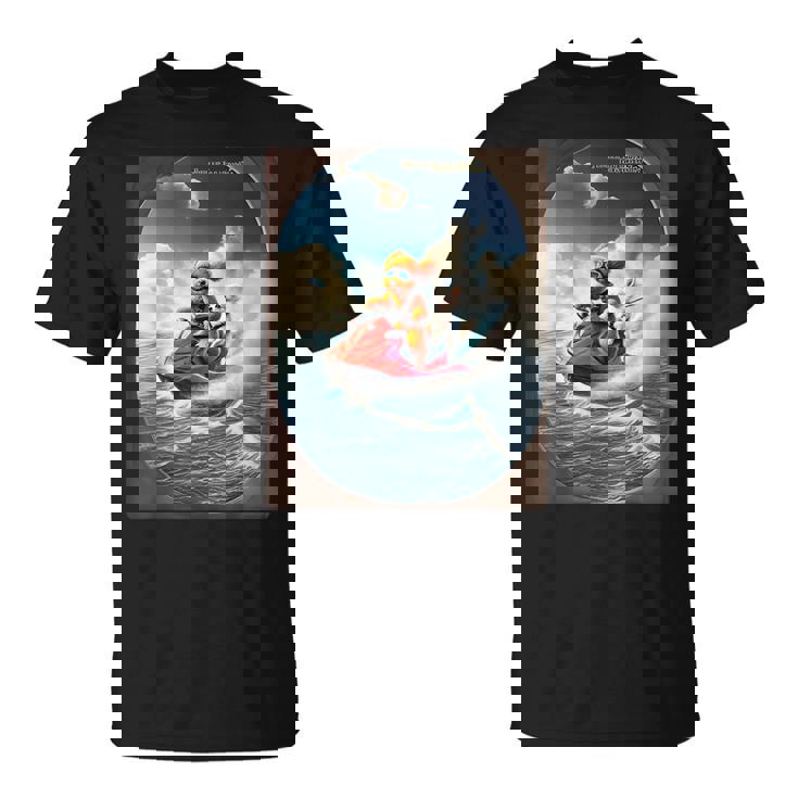 トイプードルとチワワのジェットスキー 夏の楽しいデザイン Tシャツ