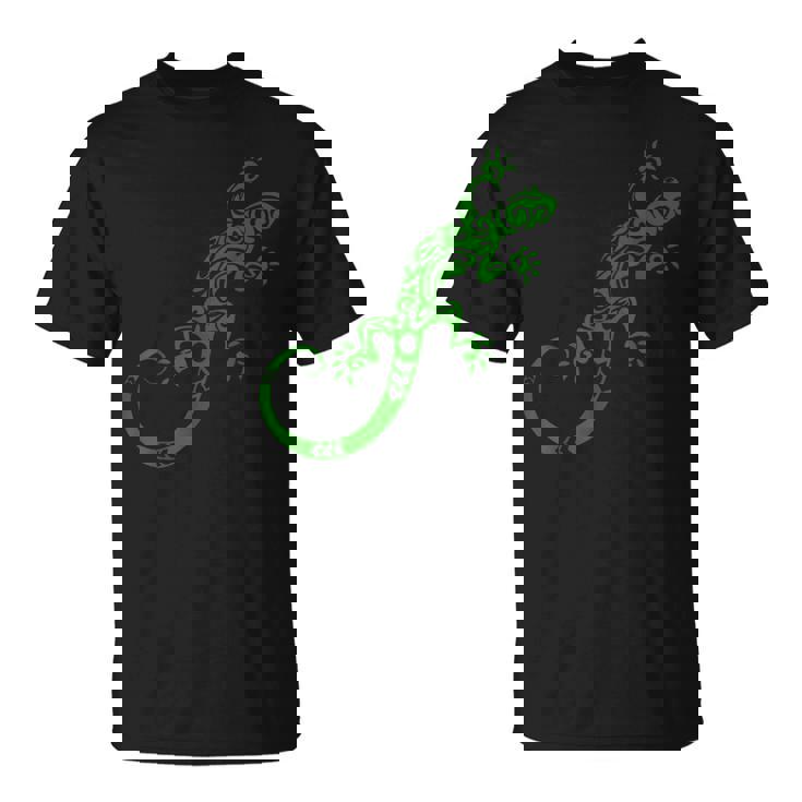 トカゲ グリーン トライバル パターン ペット ヤモリ アニマル Tシャツ