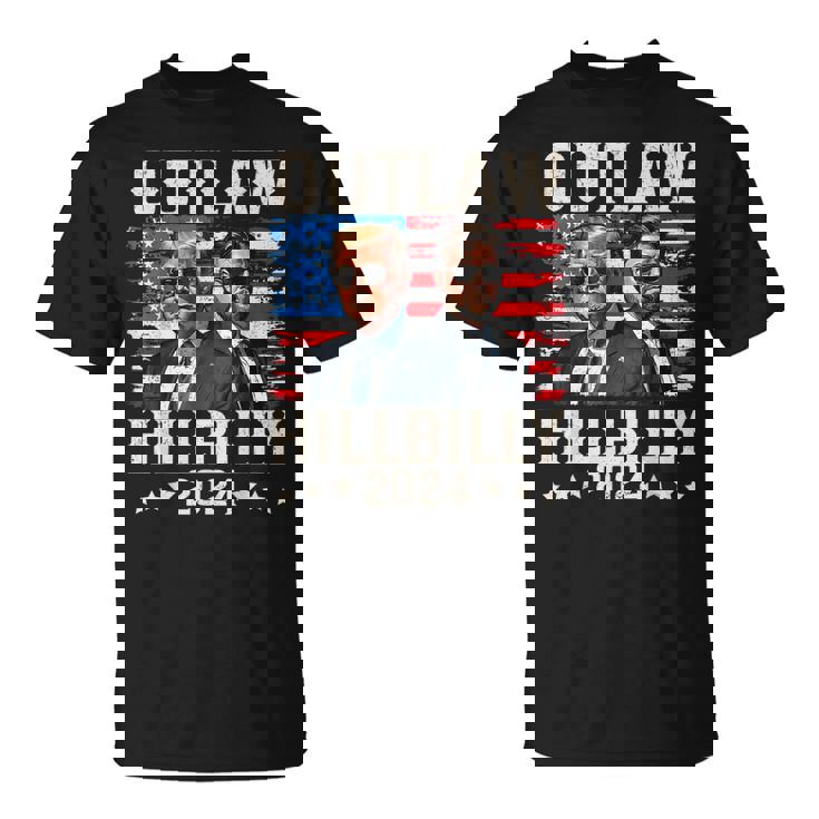 トランプ・ヴァンス'24 アウトロー・ヒルビリーアメリカ国旗ヴィンテージ Tシャツ