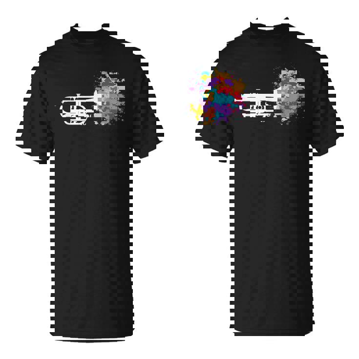 トランペット 女性 男性 音楽 教師 カラフル コルネット コルネティスト Tシャツ