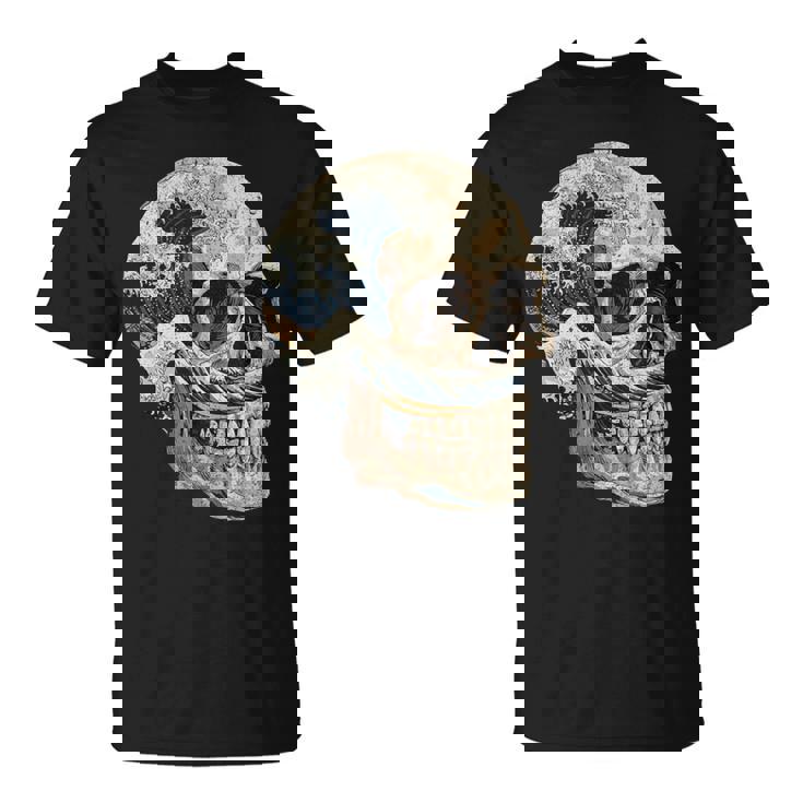 ドクロ 波 日本美術 海 Tシャツ