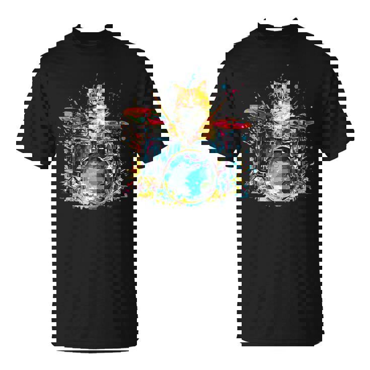 ドラマーの猫猫とドラム Tシャツ