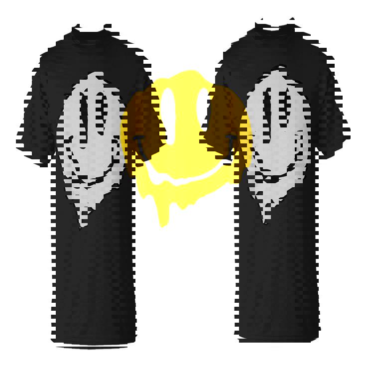 ドリッピースマイルイエロースマイルフェイスシャツ かわいい ハッピースマイルフェイス Tシャツ