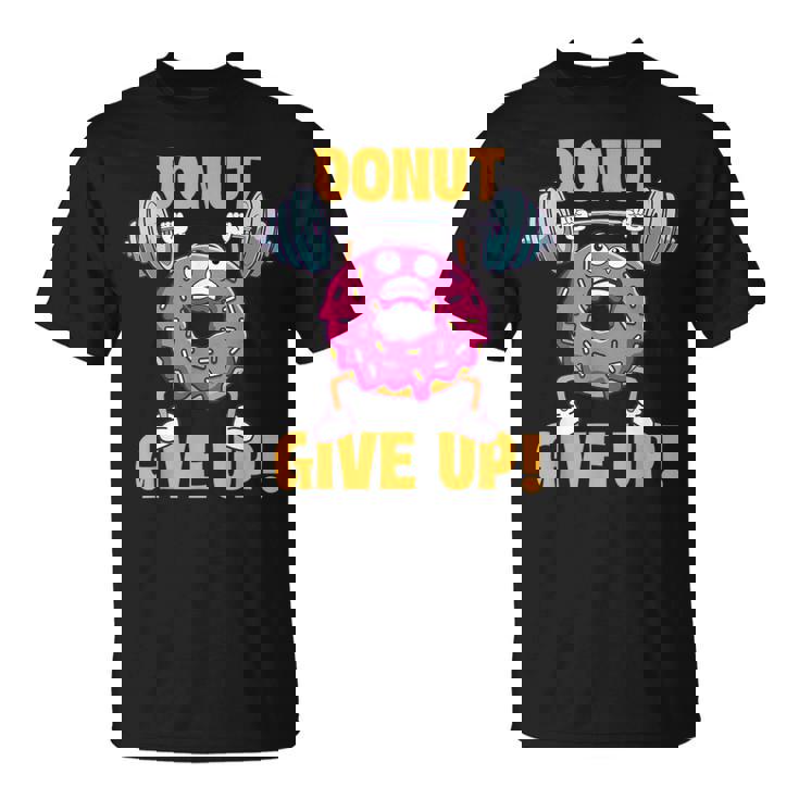 ドーナツギブアップ ワークアウト ジム ウェイトリフティング ボディービル Tシャツ