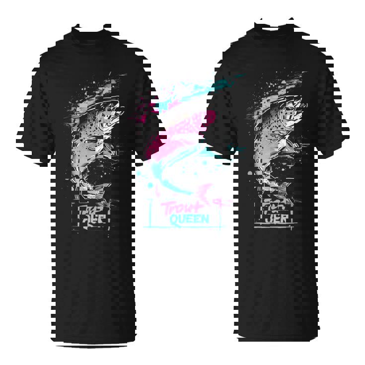 ニジマスのフライフィッシング・グラフィック トラウト・クイーン Tシャツ