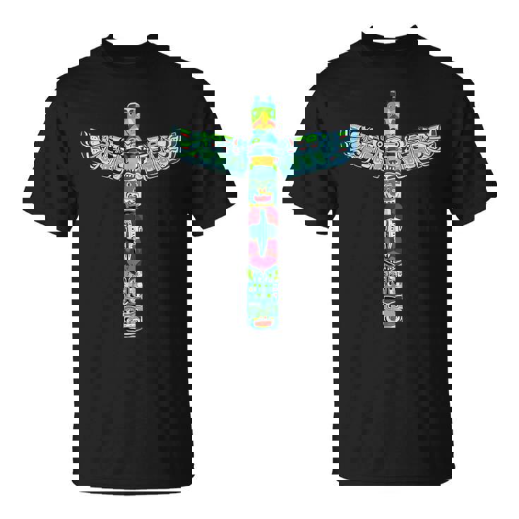 ネイティブアメリカン トーテムポール カラフル サンダーバードデザイン Tシャツ