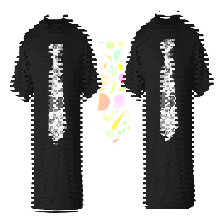 ネギニンジンと豆の柄のベジタブルタイ Tシャツ