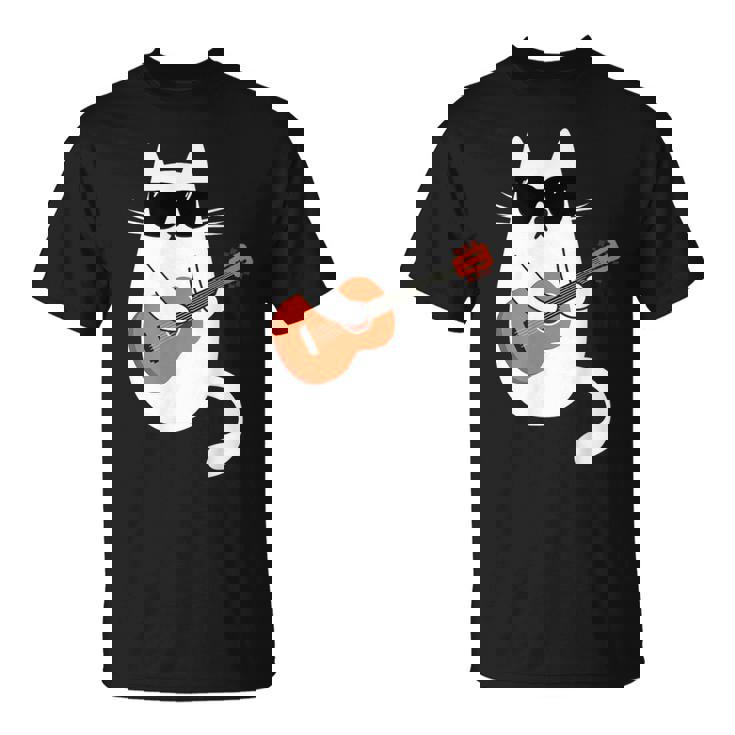 ネコとギター 猫とサングラス ネコ好き 猫飼い アコースティックギター エレキギター 音楽家 バンド ネコ 猫 Tシャツ