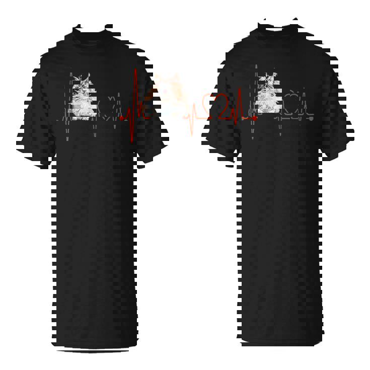 ノルウェージャンフォレストキャットハートビートekg ファニーアイラブマイキャット Tシャツ