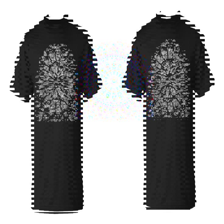ノートルダム ステンドグラス ロゼッタ ウィンドウ Tシャツ