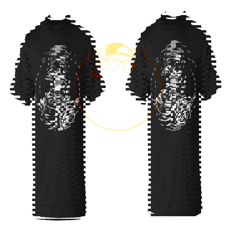 ハロウィン スケルトン ロックハンド ロッカー メンズ ボーイズ ロックミュージック Tシャツ