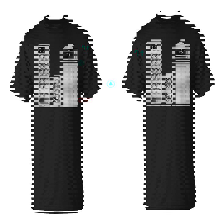 ハロウィンコスチューム、クールなエレベーターボタンアート Tシャツ